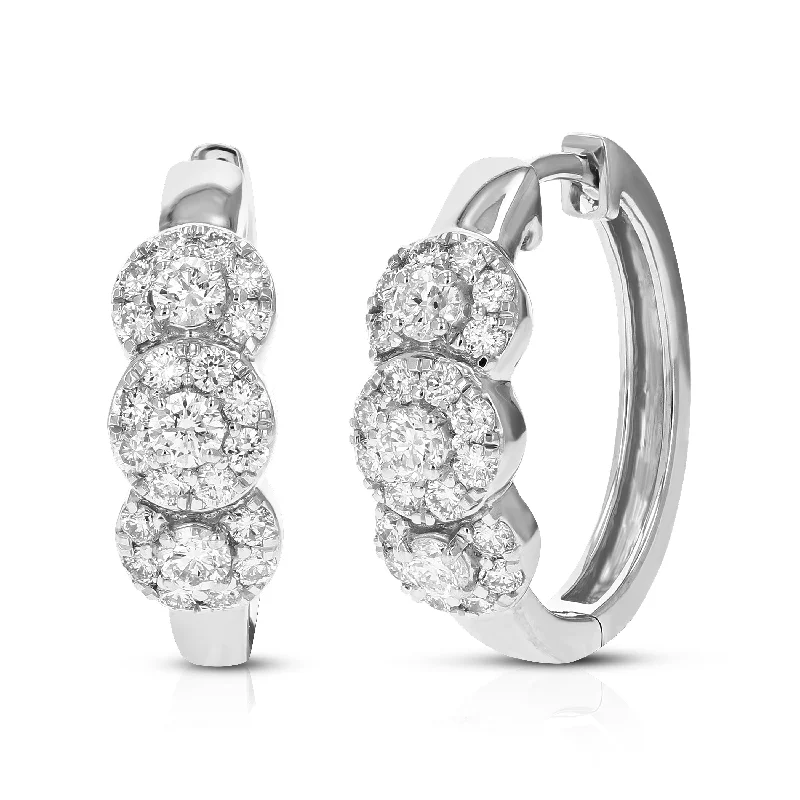 Hoop earrings with intricate designs for a unique and artistic appearance-1 cttw Round Lab Grown Diamond Hoop Earrings in .925 Sterling Silver Prong Set 2/3 Inch