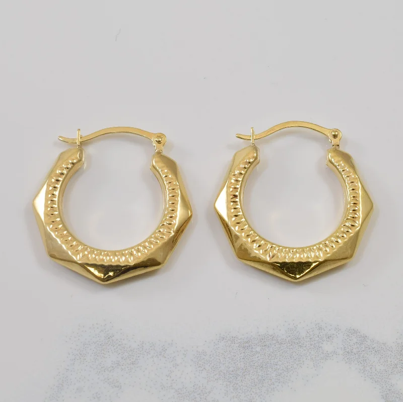 Best hoop earrings with twisted rope designs for a nautical-inspired style-Geometric Diamond Cut Hoops |