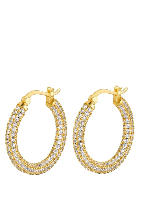 Best hoop earrings with vintage rhinestone embellishments for a retro-glam effect-18K Gold Embellished hinged hoop earrings