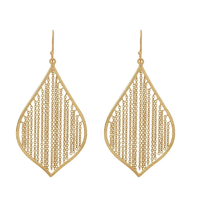 Hoop earrings with hammered textures for a boho-chic and rustic vibe-18k Gold Multi Chain Fringe Earrings