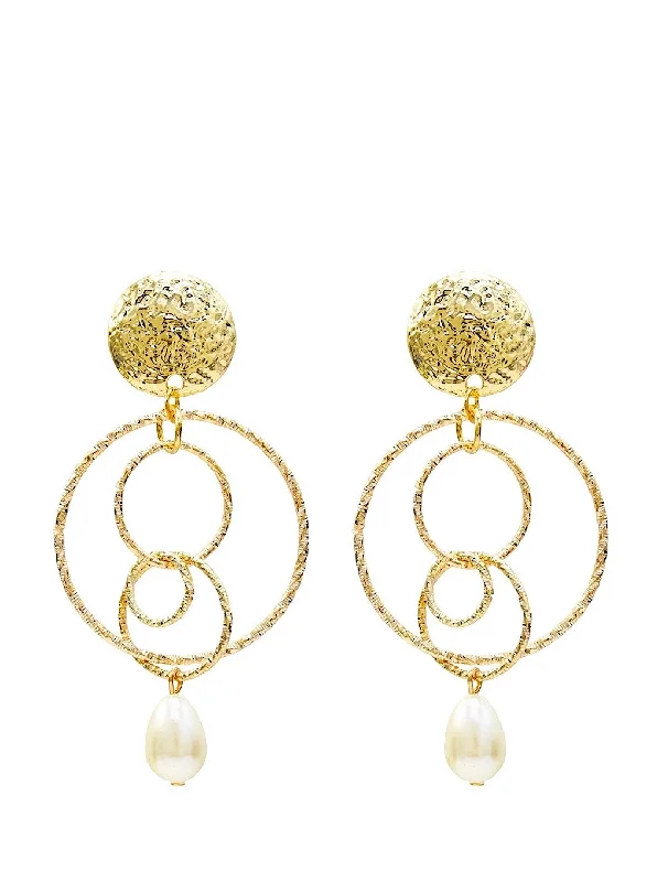 Best hoop earrings with geometric shapes for a modern and artistic appeal-18k Gold Multi Link Pearl Earrings