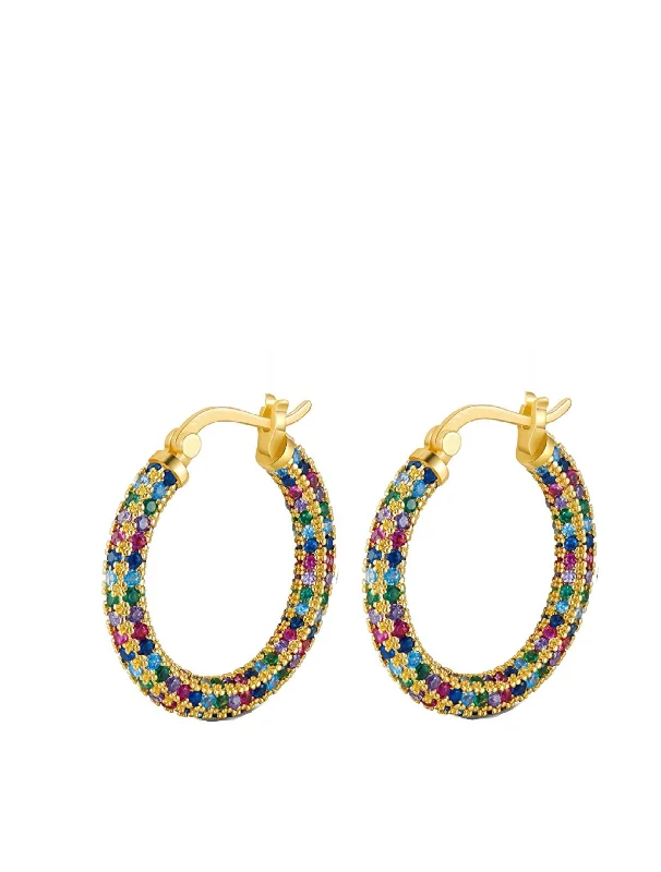 Small hoop earrings for a delicate and understated everyday wear-18k Gold Turquoise Hinged Hoop Earrings