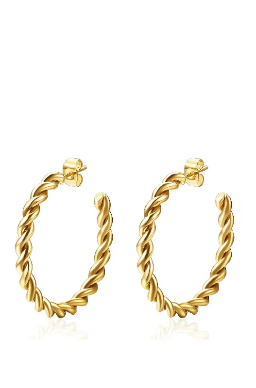 Medium hoop earrings for an everyday look with the perfect balance of style-18k Gold Twist Hoop Earrings