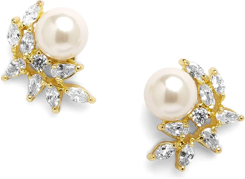 Hoop earrings with rhinestone embellishments for a glamorous and sparkling look-18k Multi Shape Cz & Pearl Fancy Earrings