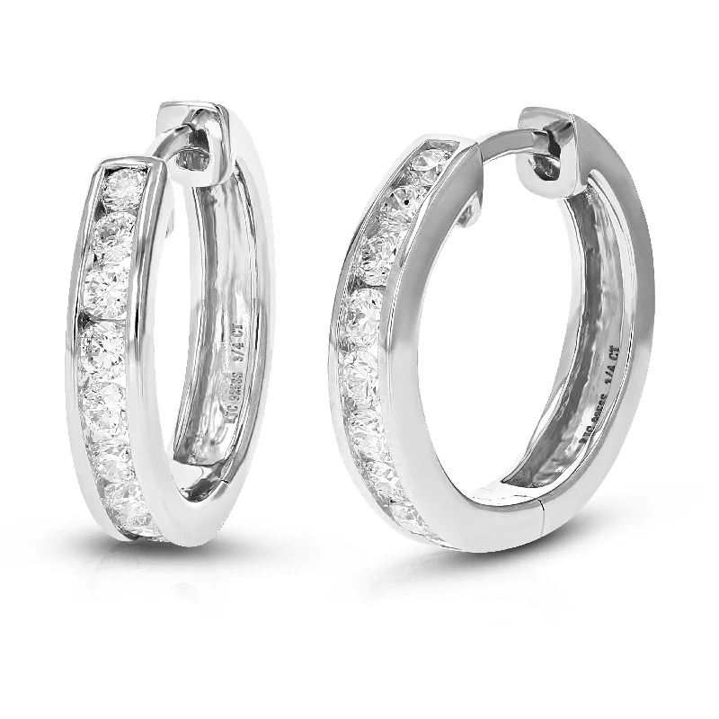 Best hoop earrings with satin ribbons for a soft, feminine appearance-3/4 cttw Round Cut Lab Grown Diamond Hoop Earrings in .925 Sterling Silver Channel Set 2/3 Inch