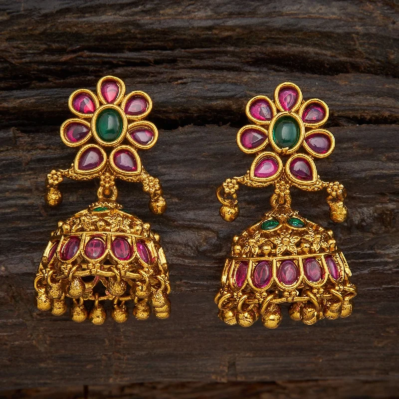 Hoop earrings with dangling charms for a playful and fun look-Antique Earring 146795