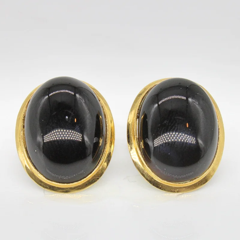 Stylish hoop earrings with diamond accents for an elegant and sparkling effect-Black Onyx Button Earrings | 18.00ctw |