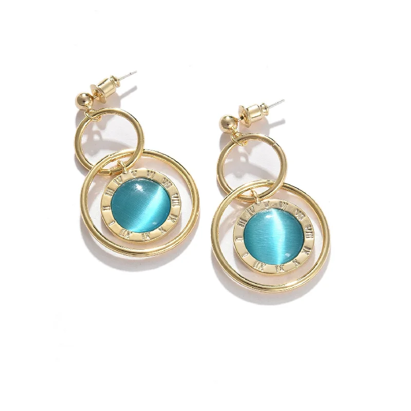 Best hoop earrings with gold for a luxurious and timeless look-Blue Gold Plated Designer Stone Drop Earring