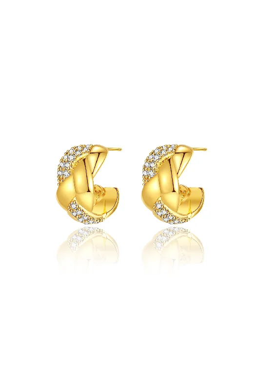 Hoop earrings with a matte finish for a sleek and sophisticated appearance-Braided Design Cuff Hoop Earrings