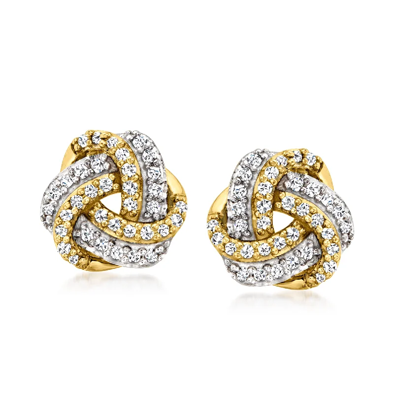 Small hoop earrings for a delicate and understated everyday wear-Canaria Diamond Love Knot Earrings in 10kt Yellow Gold