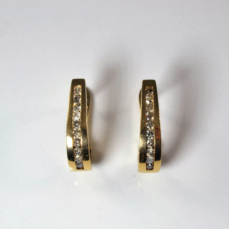 Large hoop earrings for a bold and statement-making fashion accessory-Channel Set Diamond Huggie Earrings | 0.50ctw |