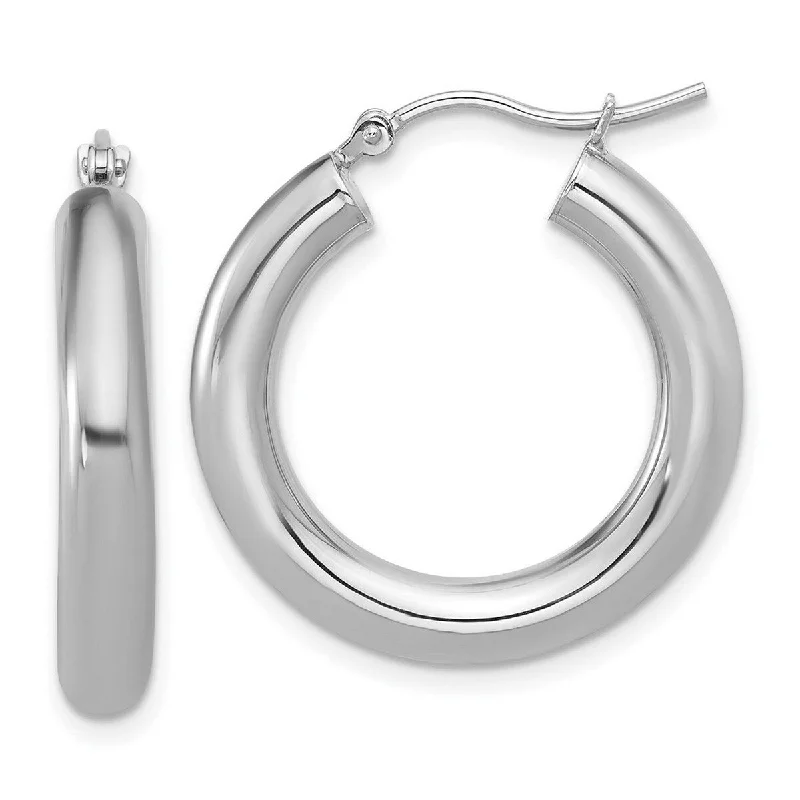 Best hoop earrings with tribal designs for a cultural and exotic aesthetic-Curata 10k White Gold Polished Lightweight 26x3.6mm Classic Hoop Earrings