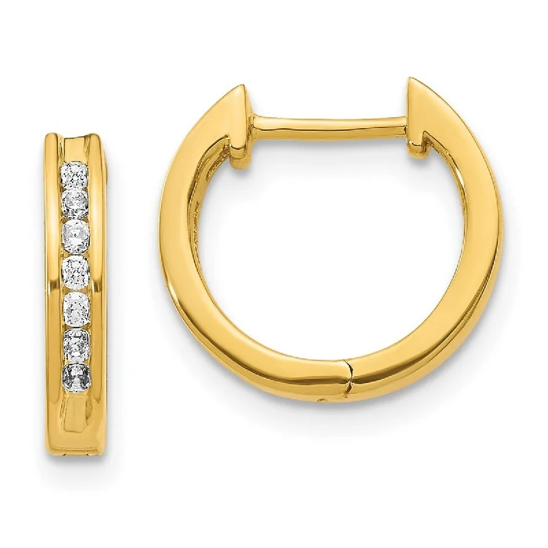 Hoop earrings with abstract shapes for an artistic and creative touch-Curata 14k Diamond Hinged Hoop Earrings Measures 12x13mm Wide 2mm Thick