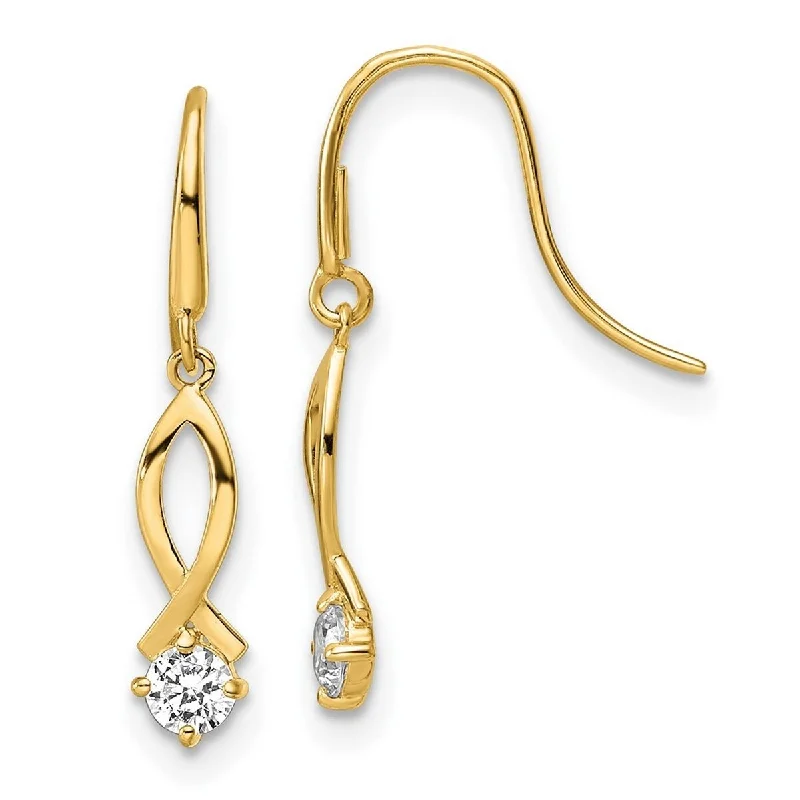 Best hoop earrings with gold-plated finishes for an affordable luxury vibe-Curata 14k Gold CZ Cubic Zirconia Simulated Diamond Long Drop Dangle Earrings Measures 22.25x3.95mm Wide