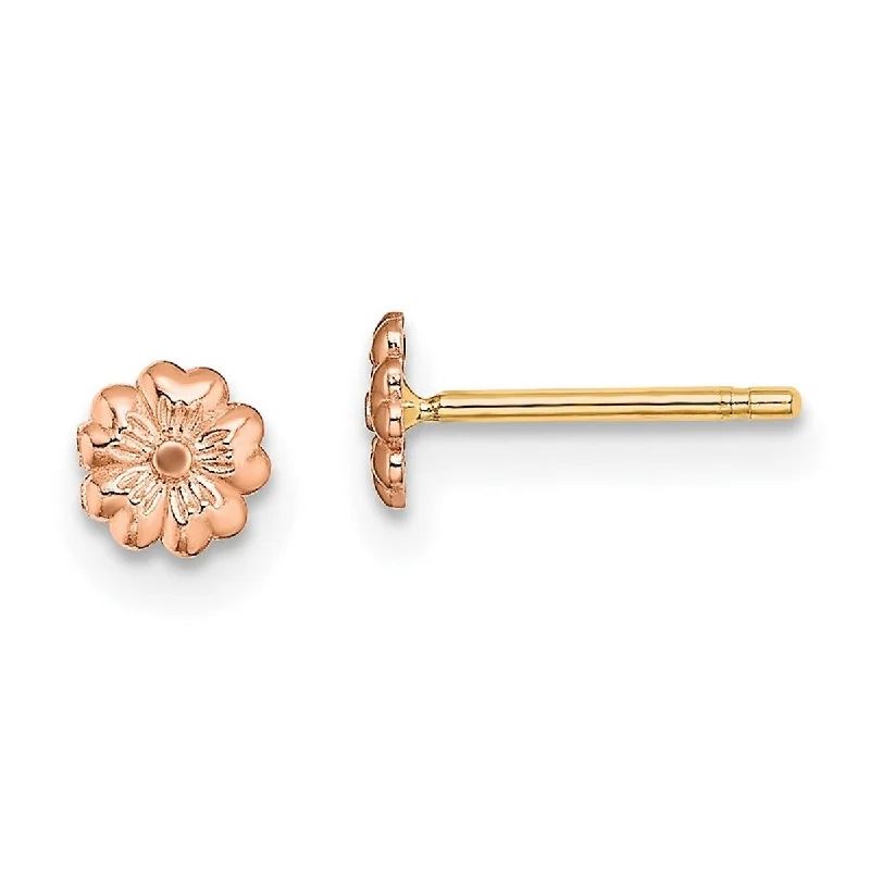 Best hoop earrings with stacked layers for a dimensional and bold look-Curata 14k Rose Gold Girls Small 4.5mm Flower Post Earrings