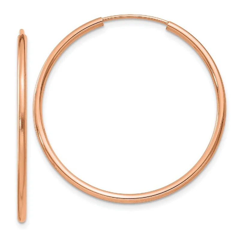 Best hoop earrings with intricate beaded details for a textured, stylish appearance-Curata 14k Rose Gold Polished 1.5x33mm Endless Tube Hoop Earrings