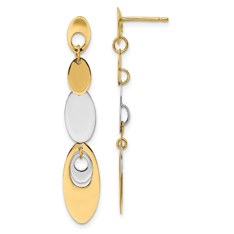 Best hoop earrings with smooth ceramic finishes for a polished, clean style-Curata 14k Two tone Gold Polished Post Dangle Earrings - 45.5mm long