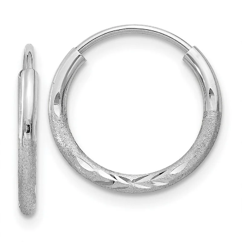 Hoop earrings with infinity loop designs for a continuous and eternal shape-Curata 14k White Gold 1.5x12mm Diamond-Cut Endless Hoop Earrings