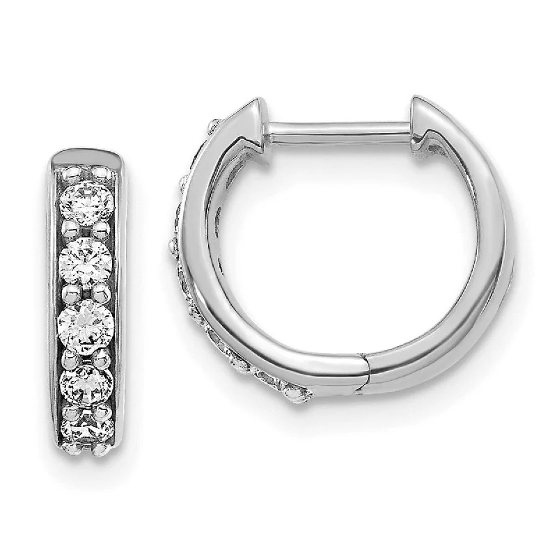 Hoop earrings with crescent moon shapes for a celestial and mystical appearance-Curata 14k White Gold Diamond Hoop Earrings Measures 11x12mm Wide 2mm Thick