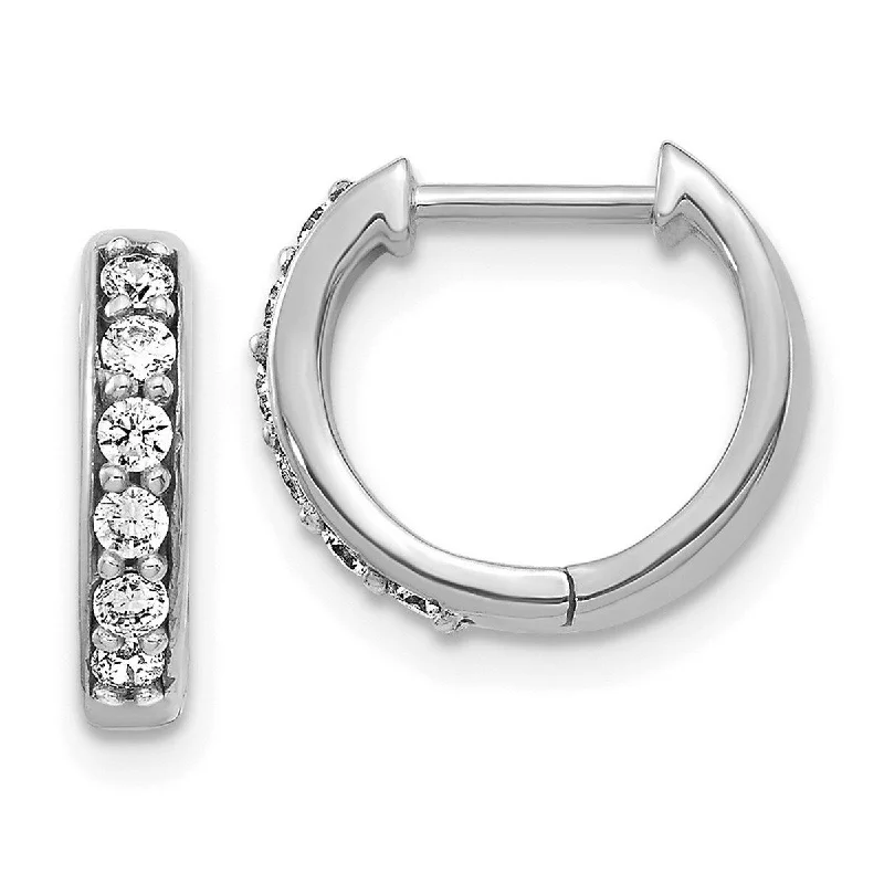 Best hoop earrings with cubic zirconia for a budget-friendly, dazzling look-Curata 14k White Gold Diamond Hoop Earrings Measures 11x12mm Wide 2mm Thick