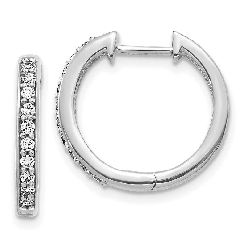 Best hoop earrings with gold-plated finishes for an affordable luxury vibe-Curata 14k White Gold Diamond Hoop Earrings Measures 16x17mm Wide 2mm Thick