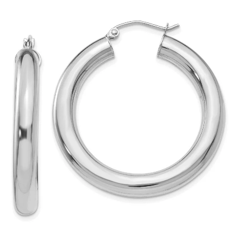 Lightweight hoop earrings for comfortable and all-day wear-Curata 14k White Gold Polished 35x5mm Lightweight Hoop Earrings