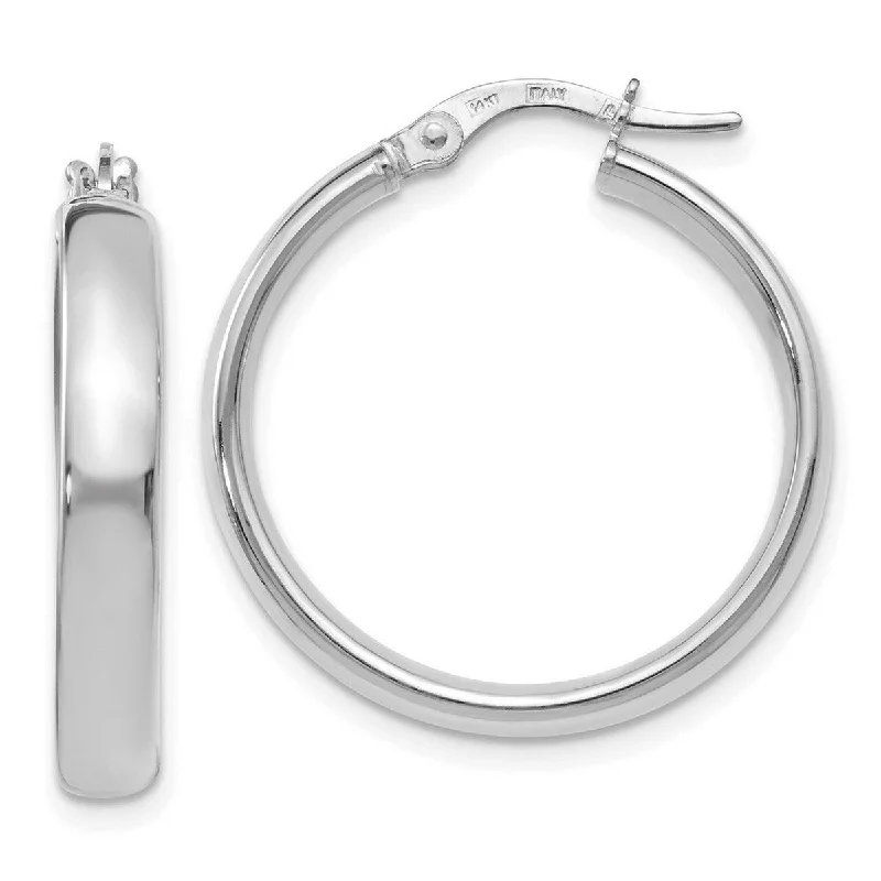 Lightweight hoop earrings for comfortable and all-day wear-Curata 14k White Gold Polished Domed 25.75x3.75mm Classic Hoop Earrings