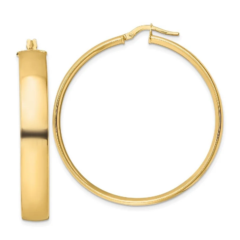 Best hoop earrings with delicate chain details for a trendy and stylish design-Curata 14k Yellow Gold Polished Hoop Earrings - 45.16x7mm