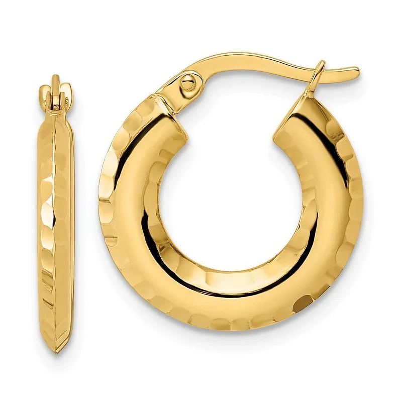 Hoop earrings with infinity loop designs for a continuous and eternal shape-Curata 14k Yellow Gold Polished Sparkle Cut Knife edge 2x18mm Round Hoop Earrings