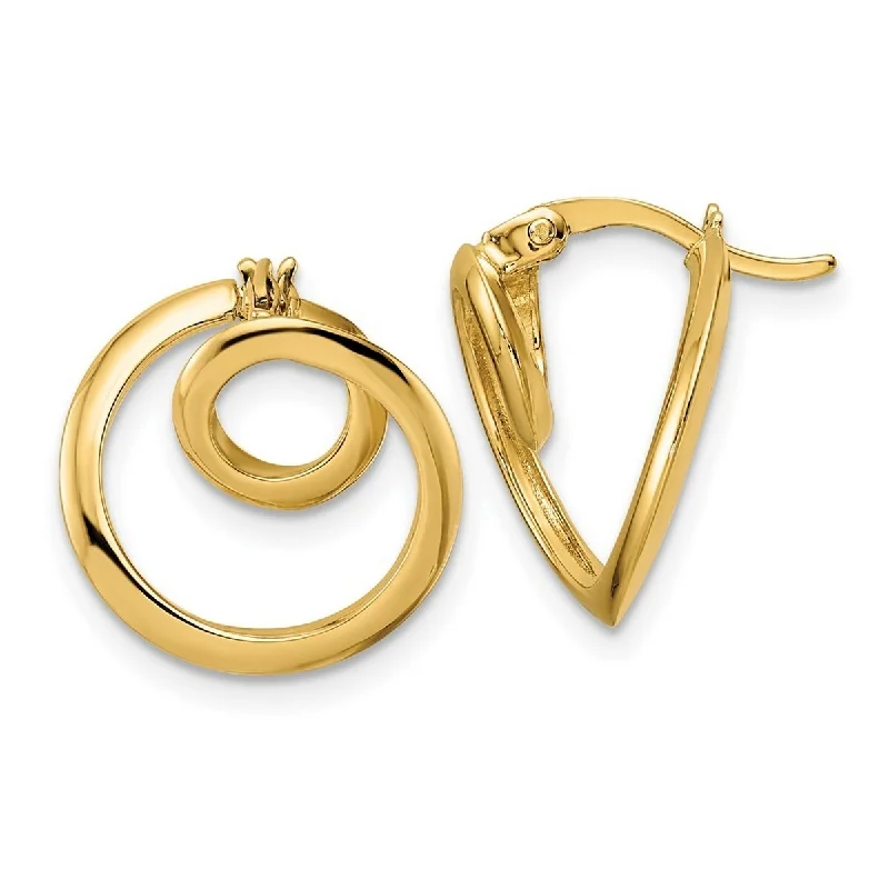 Hoop earrings with heart-shaped frames for a romantic and feminine look-Curata 14k Yellow Gold Polished Swirl Circle Post Earrings 16x10mm