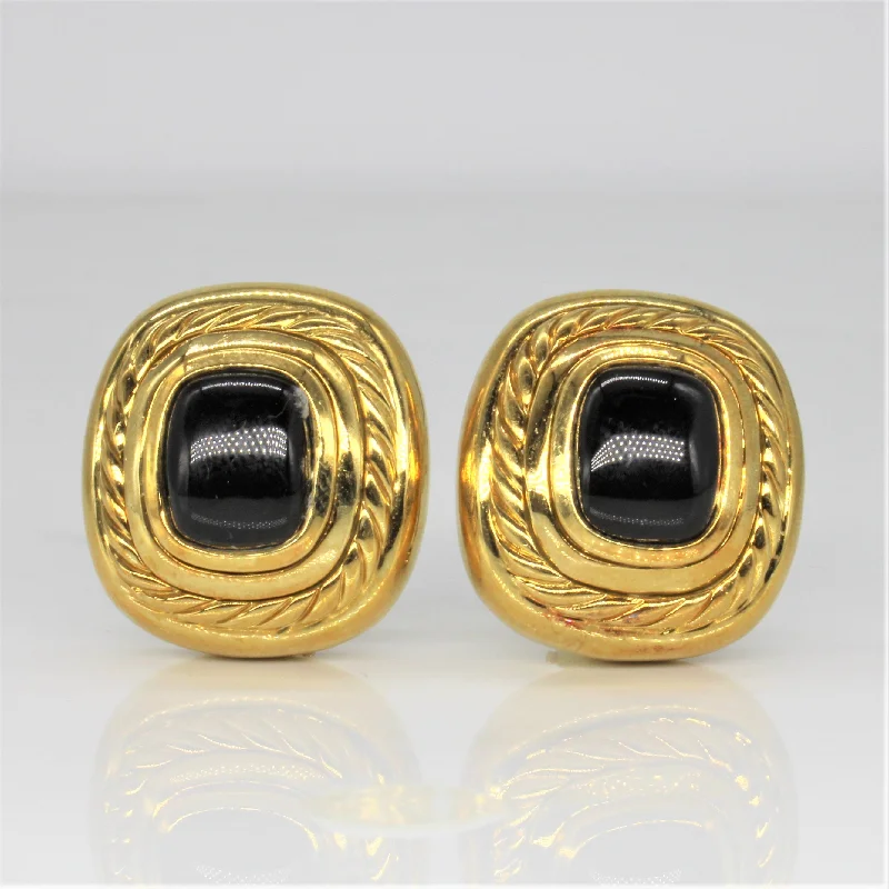 Best hoop earrings with enamel details for a colorful and modern look-'David Yurman' Black Onyx Cocktail Earrings | 6.00ctw |