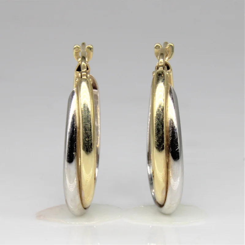 Best hoop earrings with oval shapes for a unique and elongated design-Two Tone Twist Hoop Earrings |