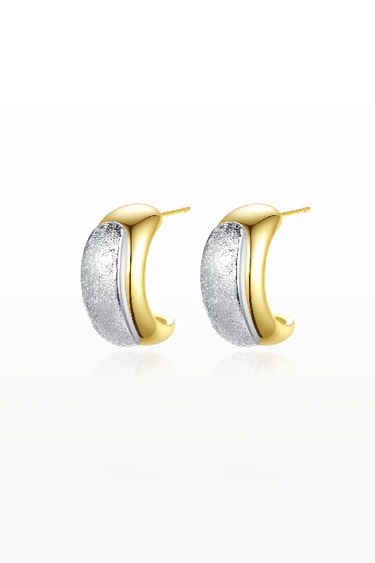 Best hoop earrings with sparkling cubic zirconia for a brilliant, budget-friendly effect-Frosted and Matted Texture Two Tone Hoop Earrings