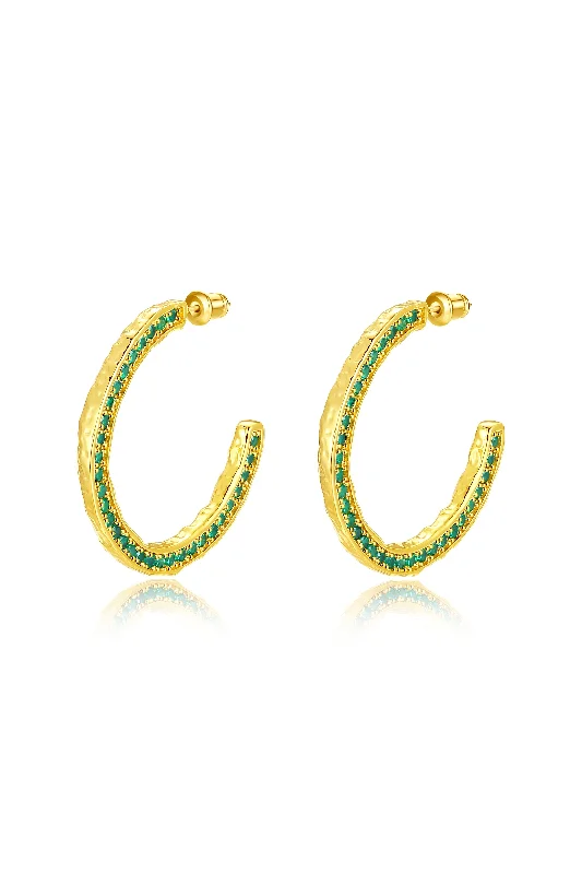 Hoop earrings with oversized pearl accents for a statement-making look-Gold Zirconia Molten C Hoop Earrings