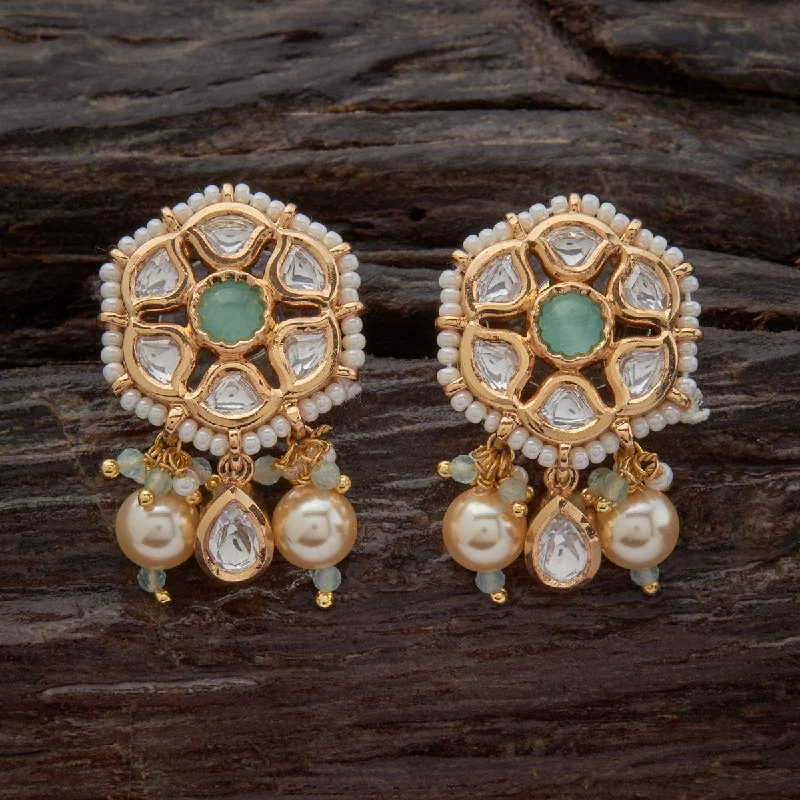 Best hoop earrings with rose gold for a romantic and warm aesthetic-Kundan Earring 149196