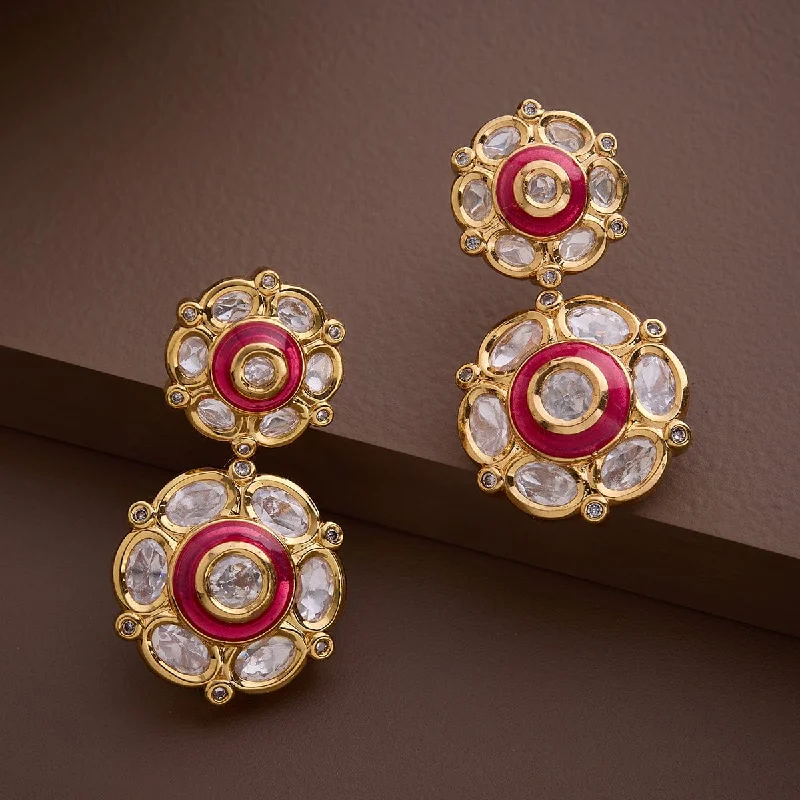 Hoop earrings with rhinestone-studded rims for a glamorous touch-Kundan Earring 161654