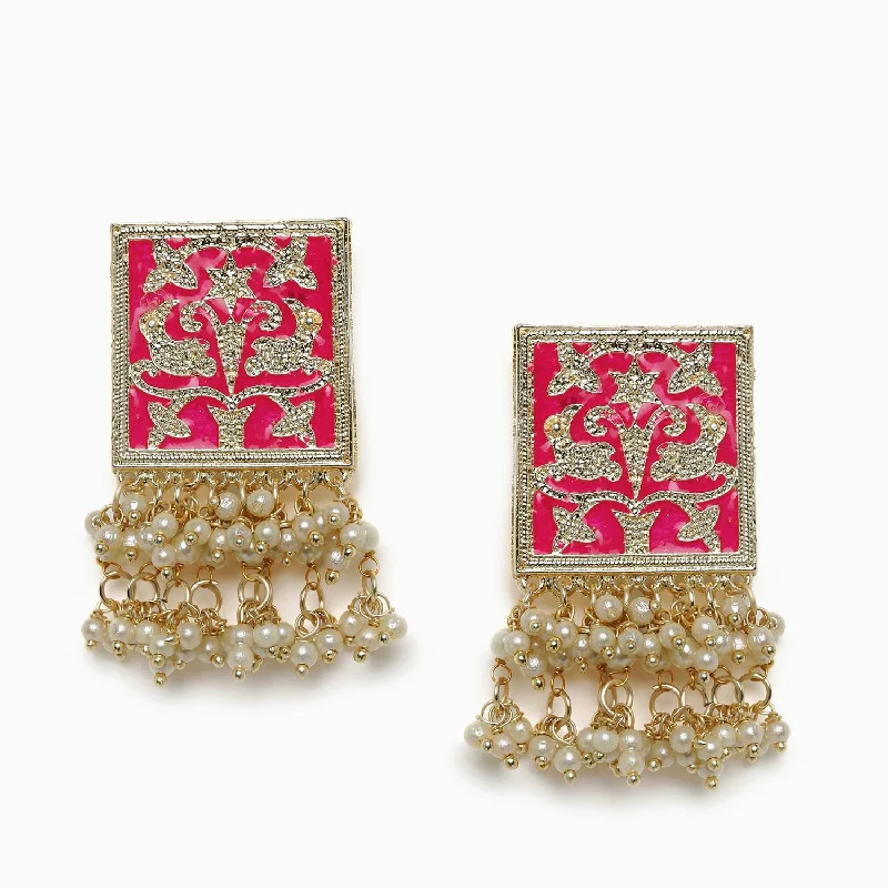 Best hoop earrings with sterling silver for an affordable and chic design-Meenakari Pearl Laheriya Studs