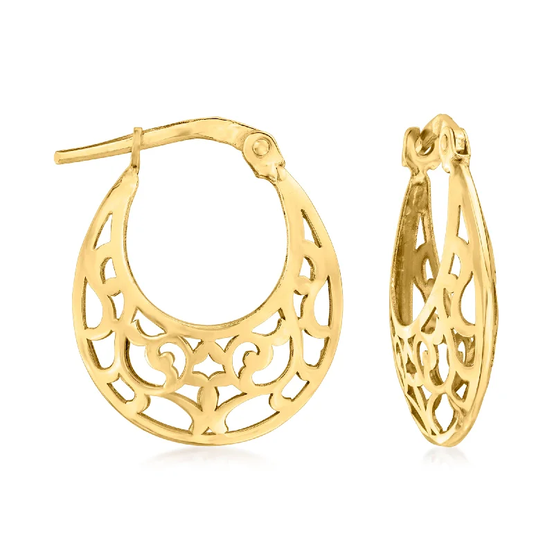 Best hoop earrings with infinity designs for a timeless and meaningful symbol-Ross-Simons Italian 14kt Yellow Gold Filigree Hoop Earrings