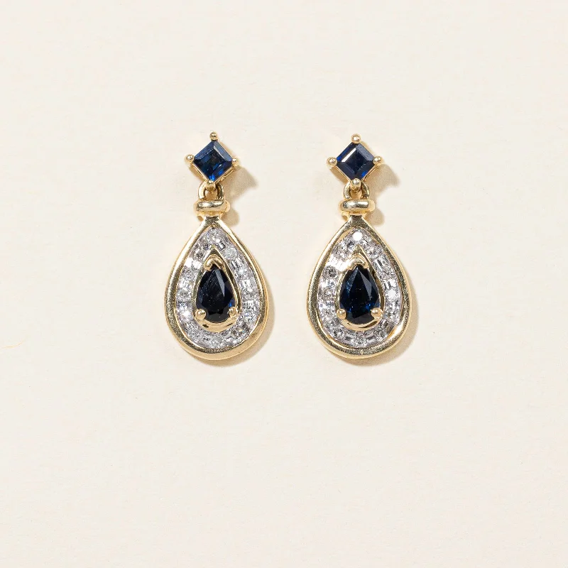 Best hoop earrings with geometric pendants for a modern, chic appeal-Sapphire & Diamond Earrings | 0.50ctw, 0.12ctw |