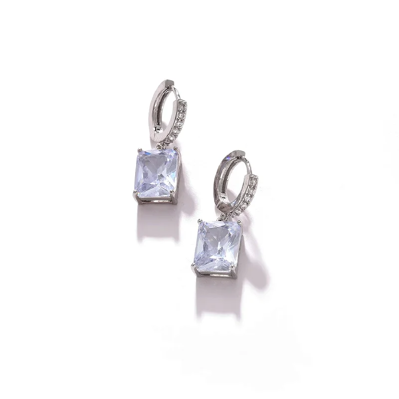 Hoop earrings with luxe velvet finishes for a rich and luxurious touch-Silver Color Silver Plated Designer Stone Drop Earring