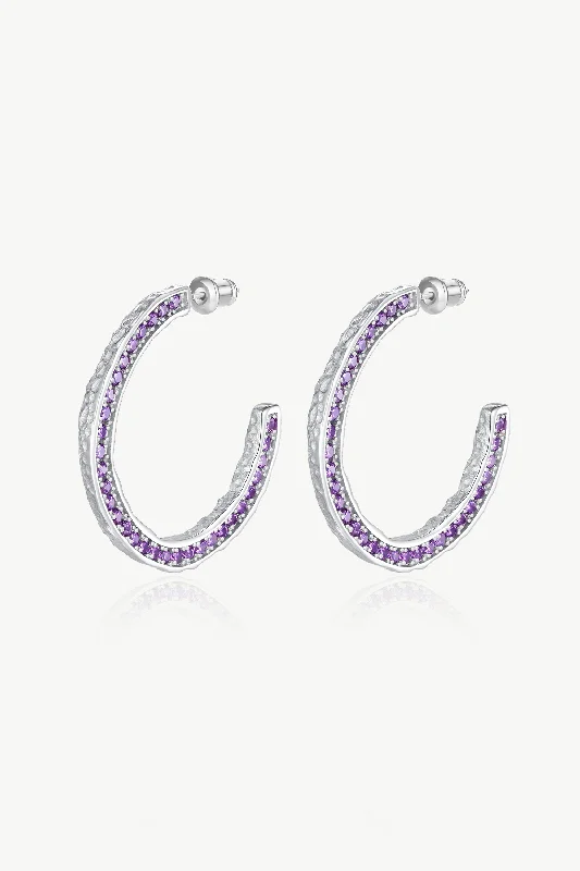 Best hoop earrings with intricate beaded details for a textured, stylish appearance-Silver Zirconia Molten C Hoop Earrings