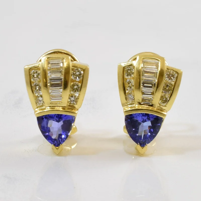 Best hoop earrings with marbled designs for a trendy and artistic effect-Tanzanite Trillion & Diamond Earrings | 1.40ctw, 0.60ctw |