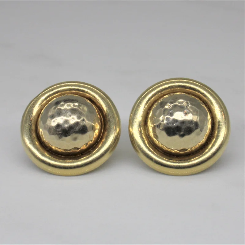 Hoop earrings with gold accents for a warm, elegant statement piece-Textured Button Earrings |