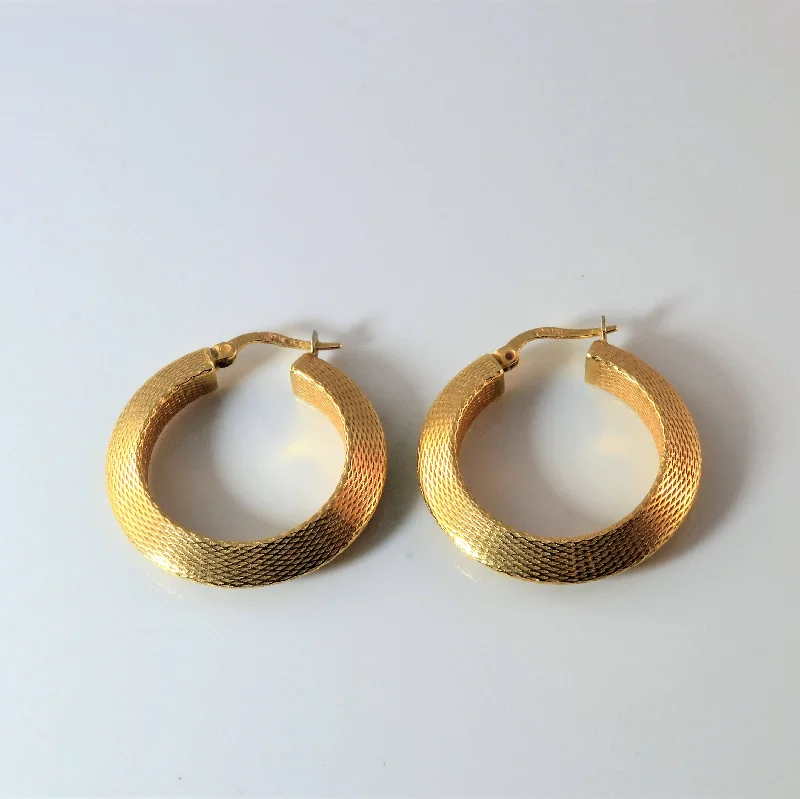 Small hoop earrings for a delicate and understated everyday wear-Textured Gold Hoop Earrings |