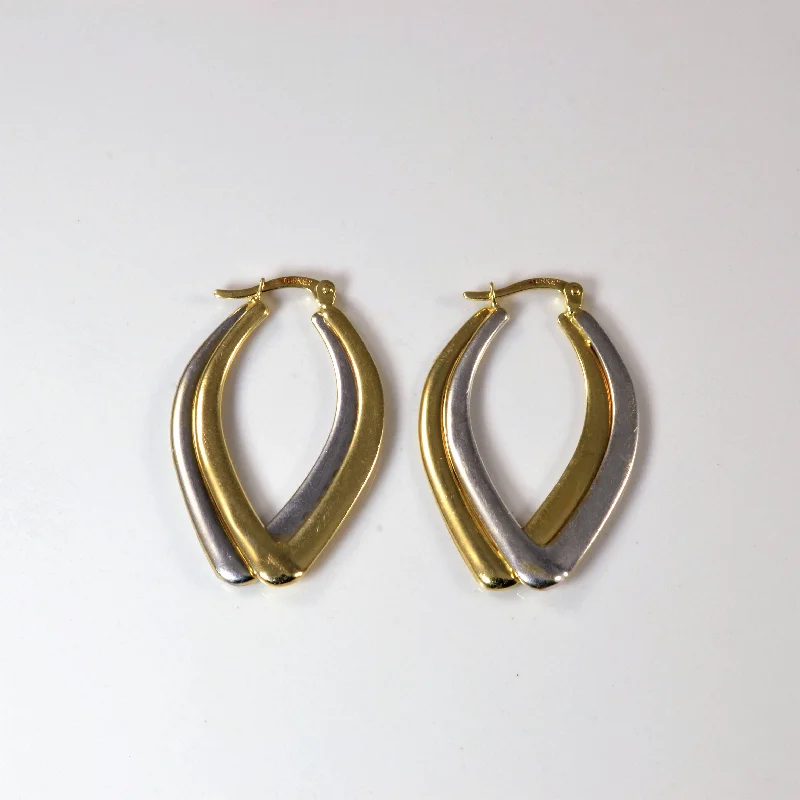 Best hoop earrings with intricate beaded details for a textured, stylish appearance-Two Tone Gold Hoop Earrings |