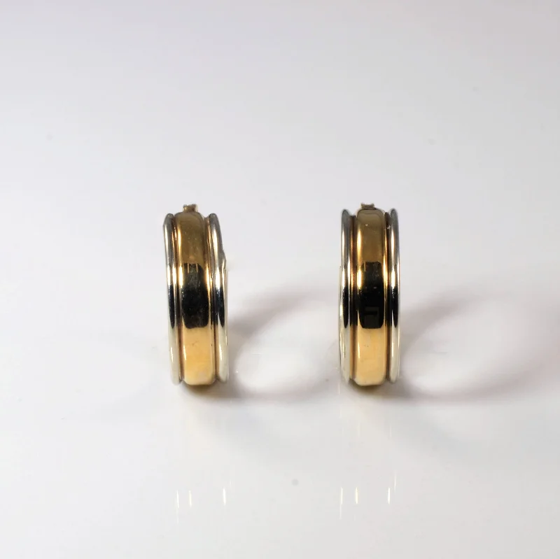 Hoop earrings with a matte black finish for a sleek, edgy vibe-Two Tone Gold Huggie Earrings |