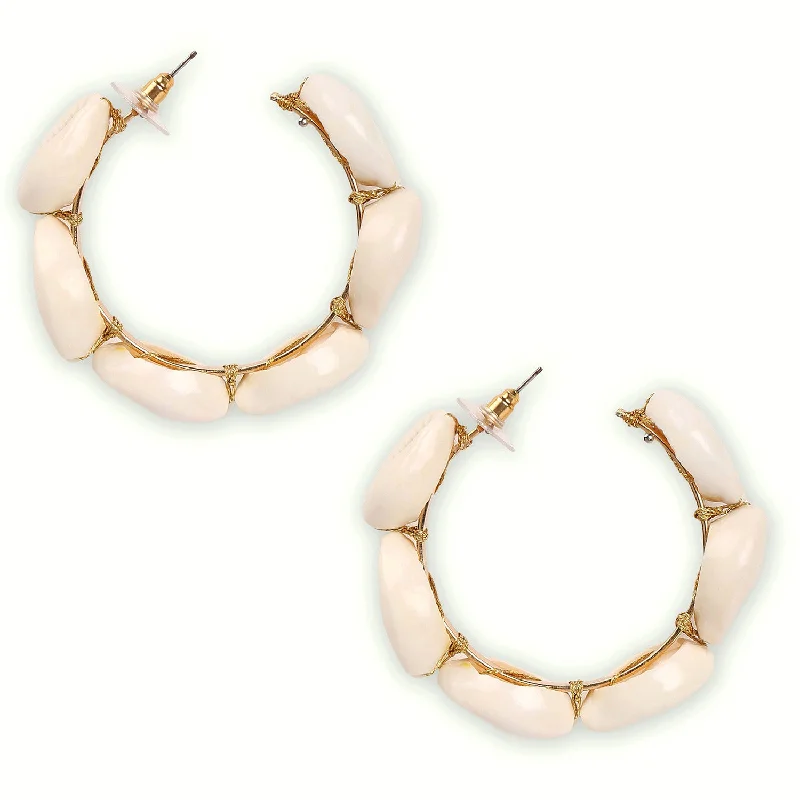 Medium hoop earrings for an everyday look with the perfect balance of style-White Contemporary Hoop Earrings