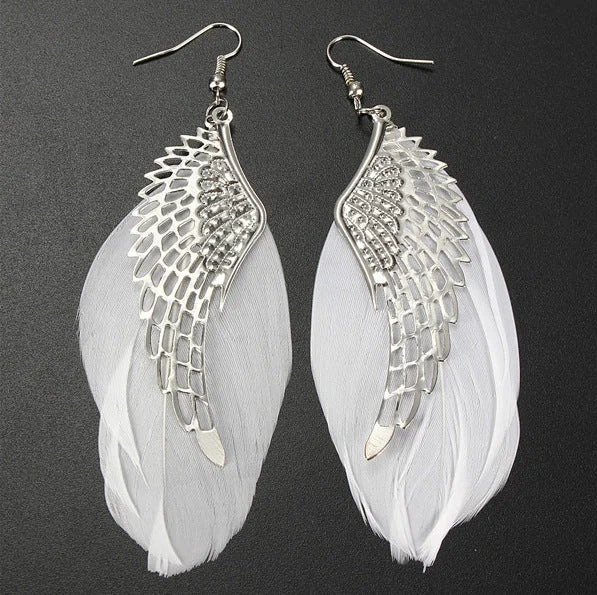 Best hoop earrings with braided leather for a rustic, stylish finish-Wholesale Alloy Angel Wing Feather Earrings