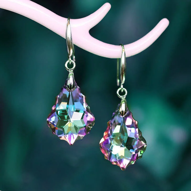 Hoop earrings with dangling charms for a playful and fun look-Wholesale Baroque Leaf Crystal Earrings