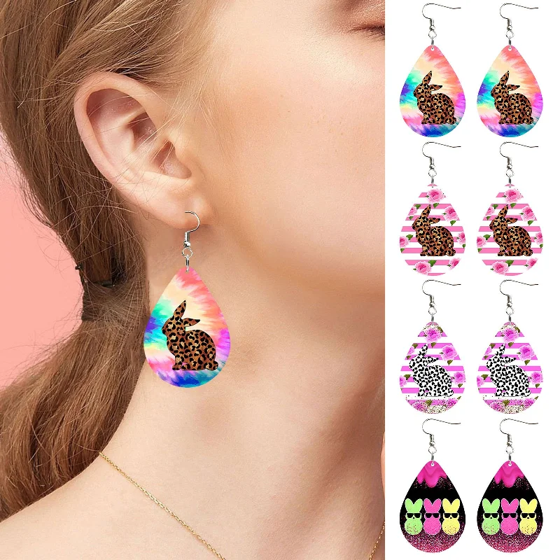 Stylish hoop earrings with diamond accents for an elegant and sparkling effect-Wholesale Easter Bunny Acrylic Earrings